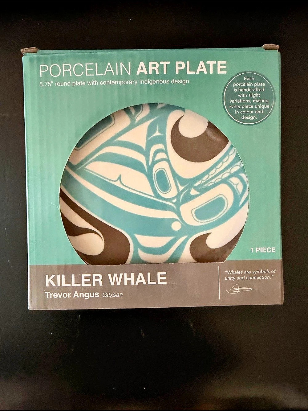 Trevor Angus Killer Whale Porcelain Art Plate Porcelain Art Plate Blue & White